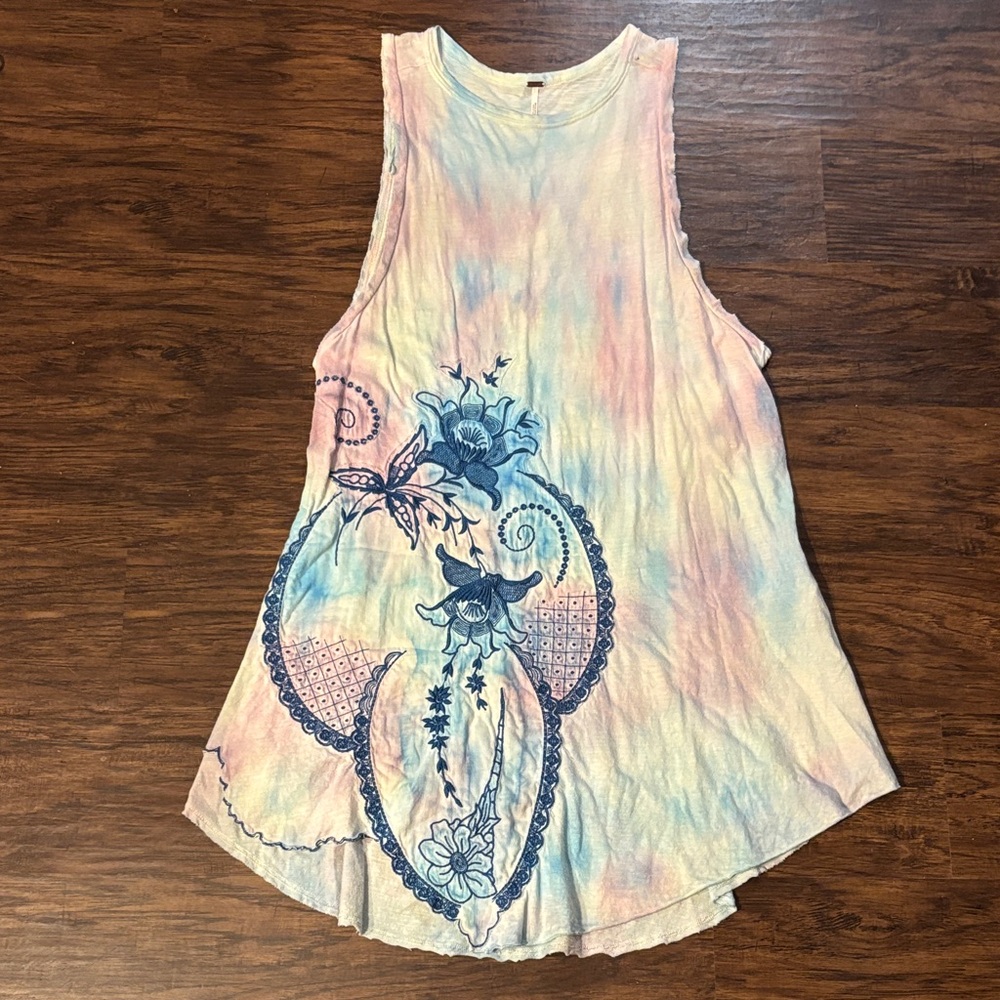 Free People Sleeveless Pastel Tie-Dye Tunic Top